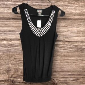 Dots Embellished Black and Silver Blouse